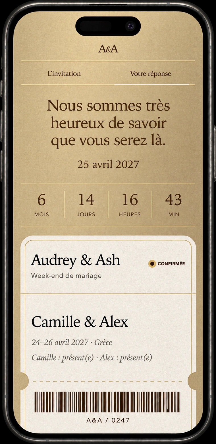 Invitation et billet personnalisés en champagne